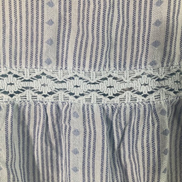 Womens New Directions Boho Striped Tunic Tie Neck Long Sleeve XL Blue Cotton Lyo - Picture 8 of 9